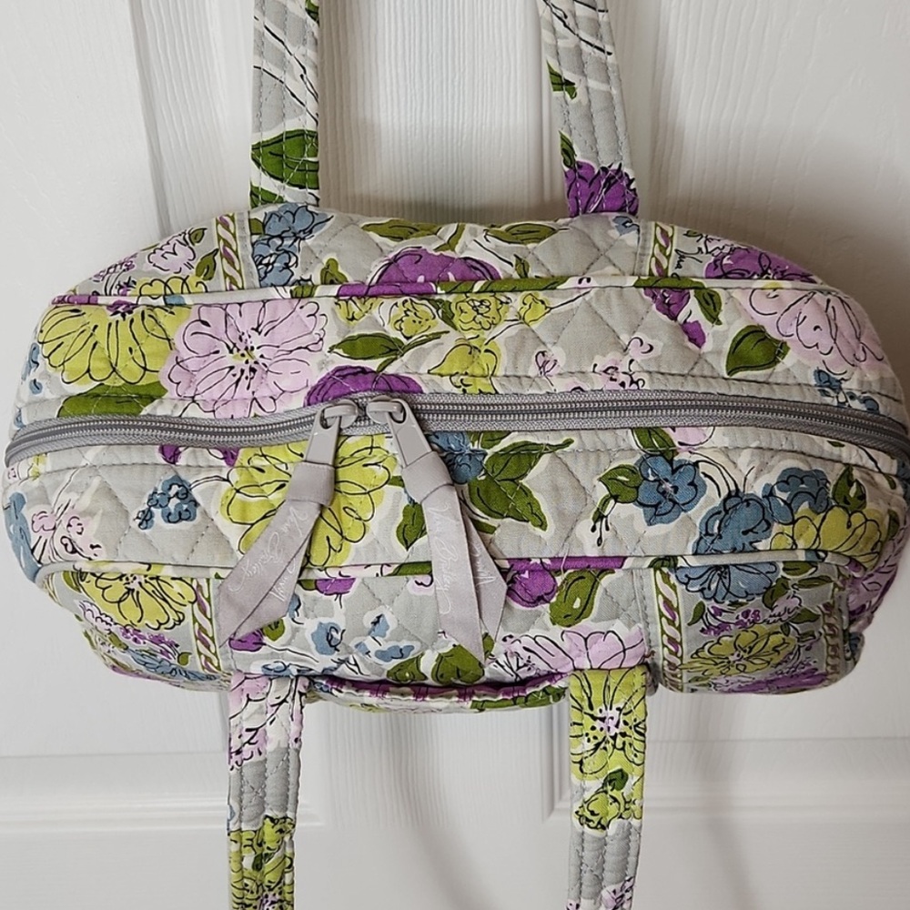 Vera Bradley Satchel Tote Shoulder Bag - Watercolor Gray Purple Floral Pattern - Picture 5 of 8